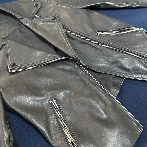 All Saints Dalby Slim Fit Leather Biker Jacket. Condition 10/10 - Picture 6 of 8